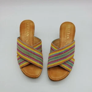 Italian Shoemakers Colorful Wedge Sandals Size 8 1/2 - Picture 1 of 4