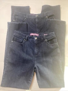 Gloria Vanderbilt Amanda Dark Blue Denim Jeans Size 8 Lot Of 2 - Picture 1 of 7