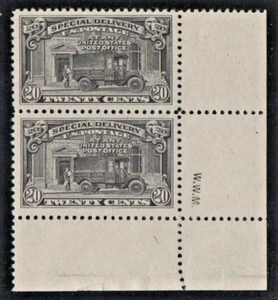 U.S. - Pair SC# E14 -with Plate Finishers Initials (W.W.M.) - OG MNH VF++ - Picture 1 of 2
