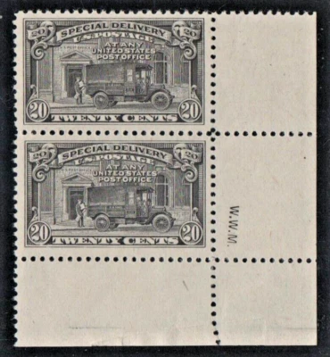 U.S. - Pair SC# E14 -with Plate Finishers Initials (W.W.M.) - OG MNH VF++ - Image 1 of 2