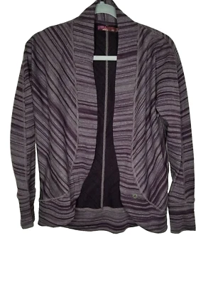 Cárdigan Prana Paradiso Cocoon Wrap XS Yoga Ciruela Rayas Frente Abierto Asimétrico Foto 1 de 4