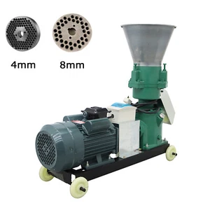 4mm+8mm Plates 3 Rollers Animal Feed Pellet Mill Machine Feed Granulator 220V - Picture 1 of 24