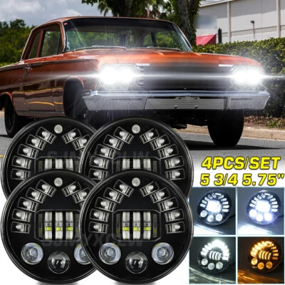 Faros LED redondos proyectores 4 piezas dot 5-3/4" 5,75" para Chevy Biscayne 1962-1972 Foto 1 de 4