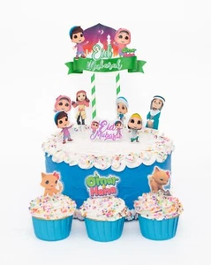 Omar And Hana YouTube Stars Cake Toppers, Eid Mubarak, Hand-Crafted. - Picture 1 of 7
