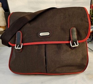 Baggallini Messenger Computer Book Bag Black with Red Piping 14"