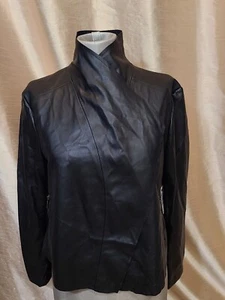 Bar III Essentials Deep Black Faux Leather Open Jacket, PL - Picture 1 of 12