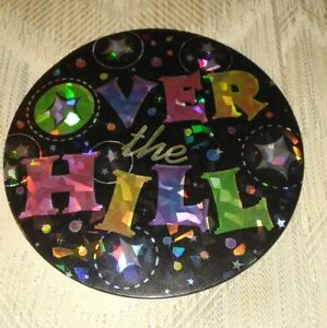 Over The Hill Giant Pin Button 5.5" Round Circle Birthday Gag Gift 50th 50+ 