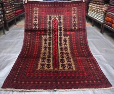 1960s Afghan Baluchi Persian Area Rug 3x5 Vintage Hand Knotted Oriental Carpet