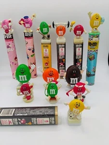 Vintage Set M&M's 1992 Albertville Olympic Tubes w Toppers & Dispenser Toppers - Bild 1 von 16