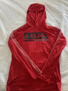 Youth Large red Under Armour Heat Gear, Long Sleeve Hoody Shirt - Picture 1 of 4
