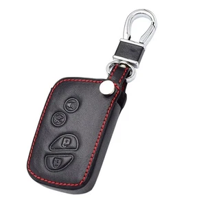 Black Leather For Lexus 4 Buttons Smart Remote Key Chain Holder Cover Case Fob - Picture 1 of 4