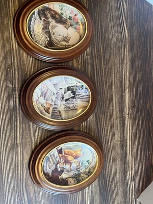 Set of 3 vintage Bradford Exchange collector plate Framed Cats - Image 1 of 4