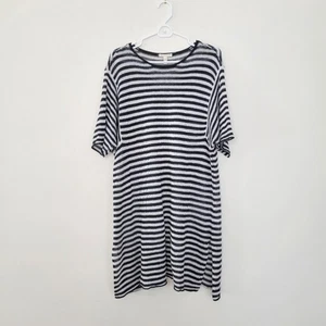 Túnica Eileen Fisher Suelta Tejido Lino Rayas Grande - Imagen 1 de 6