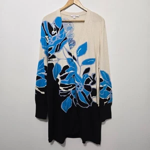 Cárdigan largo floral audaz Chicos para mujer plumero talla 4 US XXL artístico capa crema - Imagen 1 de 9