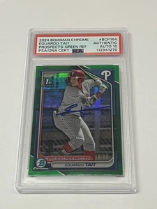 2024 Bowman Chrome Prospects Eduardo Tait Green Refractor Auto 1st /99 PSA 10 - Picture 1 of 2