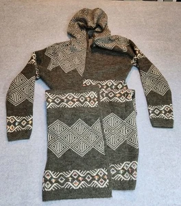 Sioni Duster Strickjacke Pullover Damen mittelgrau lang vorne offen Kapuze Southwest - Bild 1 von 7