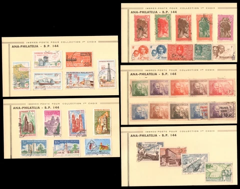 MADAGASCAR / MALAGASY Used Partial Sets on Dealer Approval Cards Cover