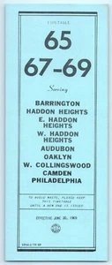 TIMETABLE Public Service Bus 65 Route Philadelphia PA Barrington June 30 1969 - Picture 1 of 4