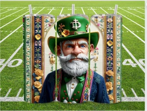 Vaso y pajita de metal Norte Dame Irish Leprechauns de acero inoxidable de 20 OZ - Imagen 1 de 3