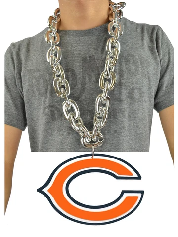 New NFL Chicago Bears SILVER Fan Chain Necklace Foam Cover