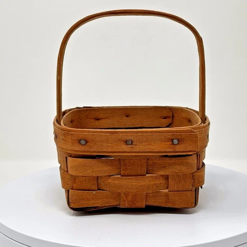 Longaberger Miniature Basket Vintage 1986 Handmade Very Rare Cover