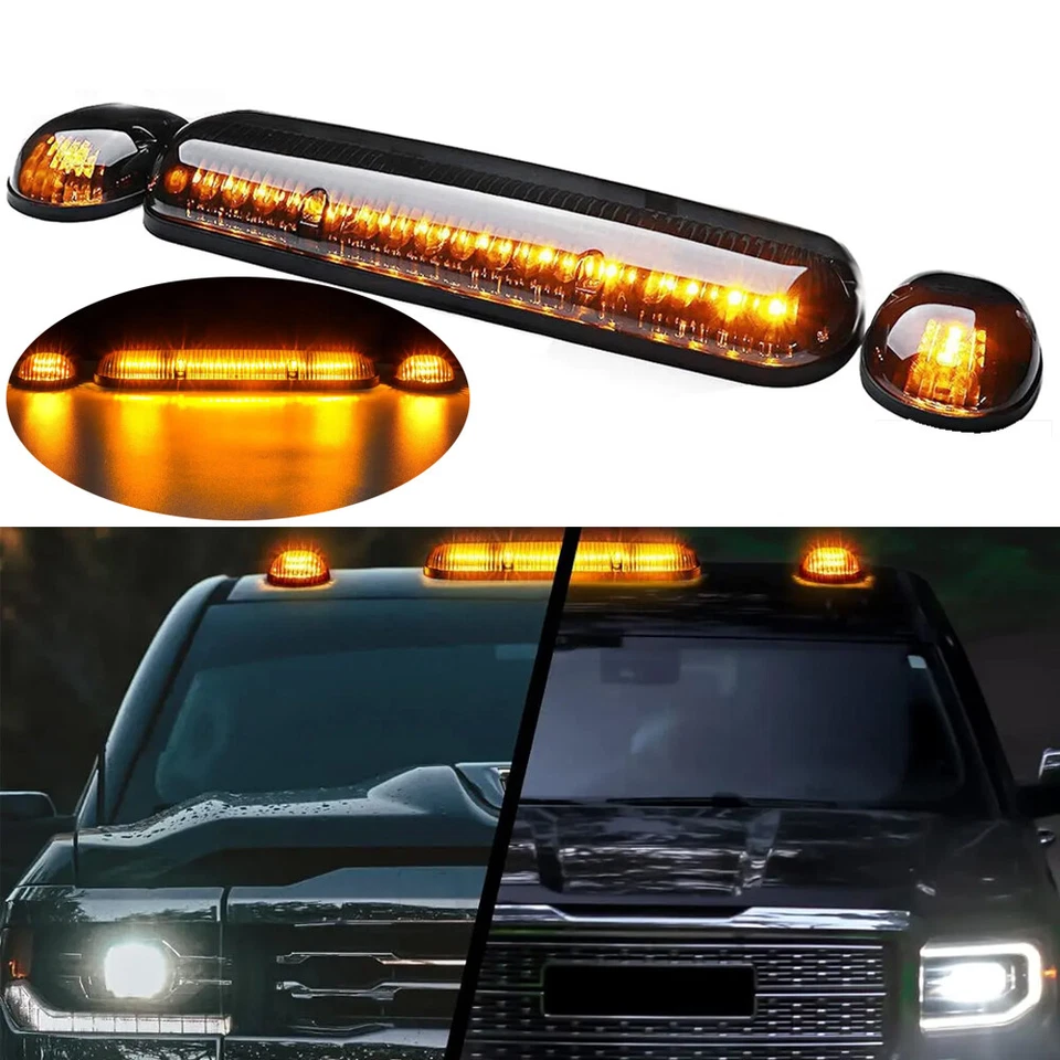 Дымчатые светодиодные ходовые огни на крышу кабины желтые для Chevy Silverado/GMC Sierra 2002-2007 - Изображение 1 из 4
