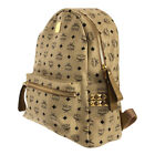MCM Side Studs Backpack Leather Beige Rucksack Ladies Gold Hardware w/Storage