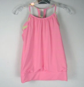 ivivva Girls Size 10 Pink Stretch Athletic String Strap Built in Bra Draped Tank - Picture 1 of 3