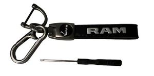 Genuine Leather RAM Truck Logo Key Chain Metal Key Ring Fob - Picture 1 of 5