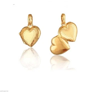 PENDENTIF MEDAILLON PORTE PHOTO COEUR CASSOLETTE plaqué or 750/000 - Photo 1/2