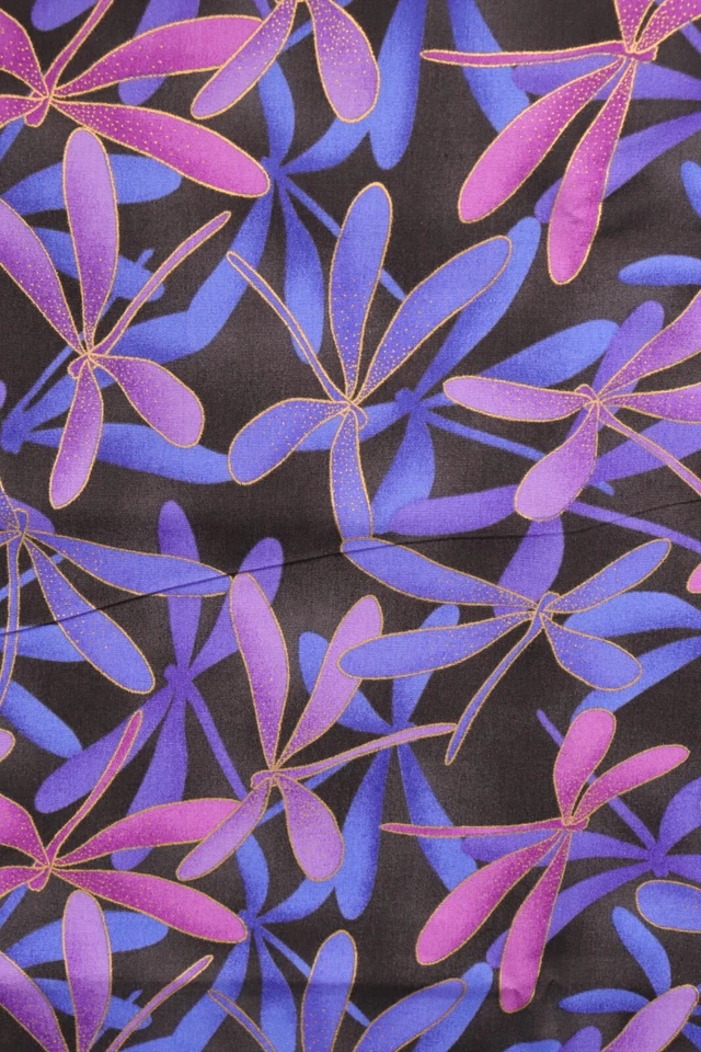 64" x 44" MAGI-01 by Kona Bay Fabric Magical Flight Dragonflies Purple Blue - Image 1 of 4