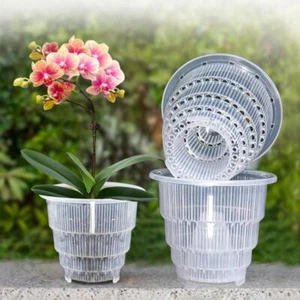 Maceta de malla de plástico hidropónico para orquídeas con orificios aire vivero cultivo - Imagen 1 de 18