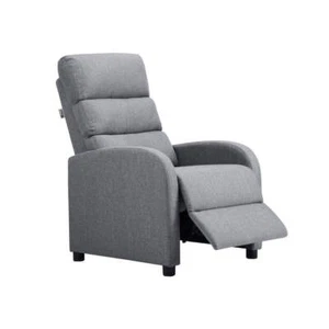 Oikiture Recliner Chair Armchair Adjustable Sofa Lounge Polyester Grey - Picture 1 of 8