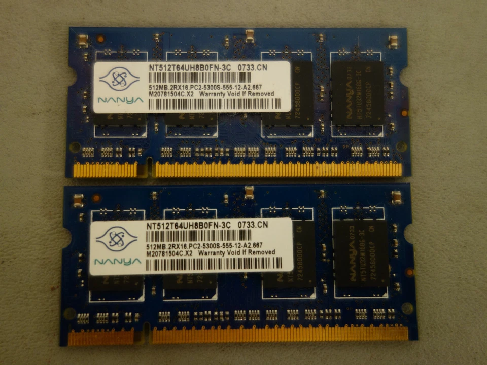 X2 512MB PC2-4200s 2rX16 Memory for Asus and others ! Nanya  - Image 1 of 1