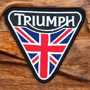 PARCHE TRIUMPH BANDERA DEL REINO UNIDO INGLÉS MOTOCICLISTA MC HIERRO EN MORAL - Imagen 1 de 4