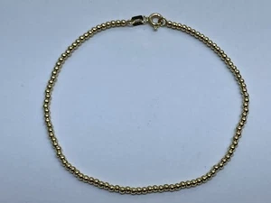 14k Yellow Gold Flexible Smooth Ball Bead Bracelet 7.5 Inches - Picture 1 of 6