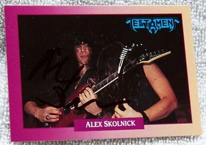 Tarjeta automática de Brockum Rockcards 1991 firmada por el guitarrista de Testament Alex Skolnick - Imagen 1 de 1