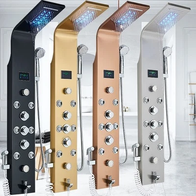 Duschpaneel Edelstahl LED Regendusche Duscharmatur Duschset Mischbatterie Brause - Bild 1 von 4