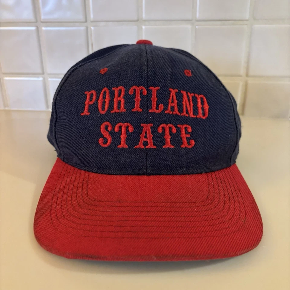 复古波特兰州立维京人平沿帽 美国制造 70 年代 80 年代 90 年代 罕见 PDX 俄勒冈州 — 第 1/4 张图片
