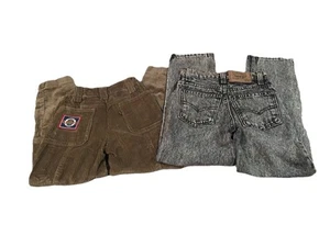 Size 7 And 8 90s Vintage Acid Washed And Corduroy Levi’s Jeans Boys Brown Black - Picture 1 of 5