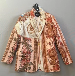 NEW, WITH TAGS JUST CAVALLI EVA PATCHWORK BLAZER / JACKET SZ M Italian SZ 42 - Bild 1 von 14