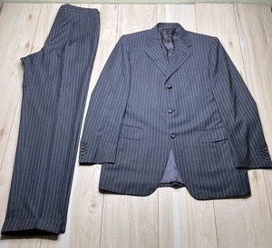 CANALI Exclusive Collection Super 150’s Wool Mens 42R 36Wx32L Striped Green Gray - Picture 1 of 24