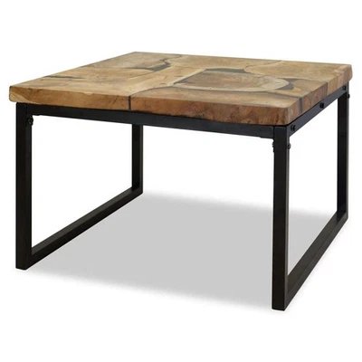 Coffee Table Black and Brown Real teak with black resin, Steel - Image 1 of 4