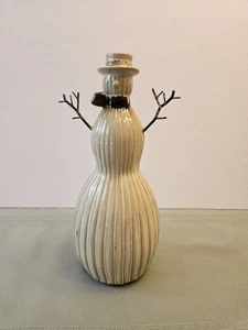 Glazed 10" Stoneware Snowman Figurine Natural Farmhouse Decor Winter Christmas - Picture 1 of 9
