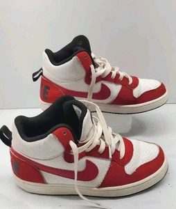 Nike Big Kid's COURT BOROUGH MID (GS) White - Red Retro Shoes Size 6.5Y  U.S. - Picture 1 of 7