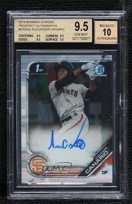 2019 Bowman Chrome Prospects Alexander Canario #CPA-AC BGS 9.5 GEM MINT Auto - Image 1 of 2