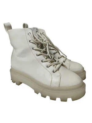 H&M DIVIDED Patucos con cordones Mujeres Botines Talla EU 38 blanco look casual - Imagen 1 de 4