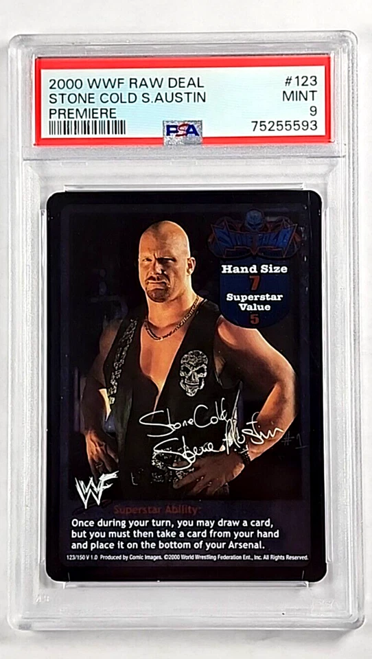 2000 WWF Raw Deal Premiere 123 Stone Cold Steve Austin PSA 9 POP 1 *None Higher* - Image 1 of 3
