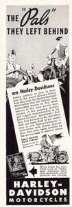 1943 Harley Davidson: The Pals They Left Behind Vintage Print Ad - Picture 1 of 1