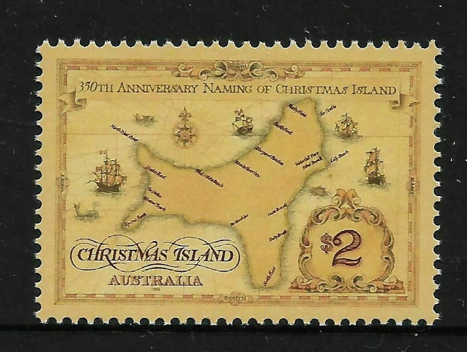 ESTADO PERFEITO 1993 ILHA DE NATAL 350º ANIVERSÁRIO DA NOMEAÇÃO DA ILHA DE NATAL SELO US$ 2   - Imagem 1 de 1